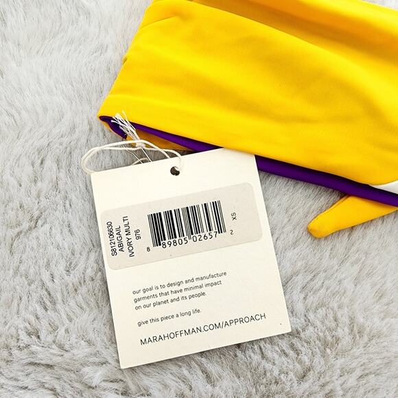 NEW Mara Hoffman Abigail Ivory Multicolor Knotted Strapless Bandeau Swim Top - Picture 3 of 8